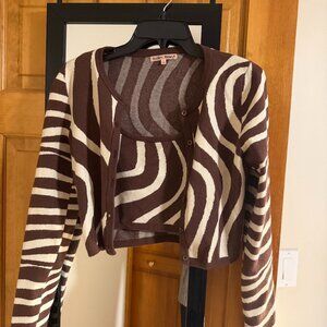 Patterned 2 Piece Cardigan/Tank Top Set